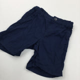 Navy Lightweight Cotton Shorts with Adjustable Waistband - Boys 9-12 Months