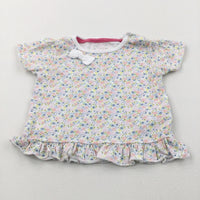 Colourful Flowers & Bow T-Shirt - Girls 6-9 Months