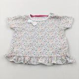 Colourful Flowers & Bow T-Shirt - Girls 6-9 Months