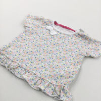 Colourful Flowers & Bow T-Shirt - Girls 6-9 Months