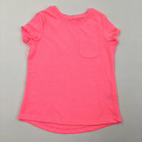 Flourescent Pink Pocket T-Shirt - Girls 4-5 Years
