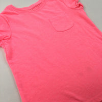 Flourescent Pink Pocket T-Shirt - Girls 4-5 Years