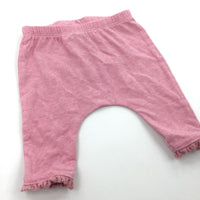 Pink Mottled Leggings with Frilly Hems - Girls 0-3 Months
