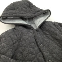 Charcoal Grey Quilted Fleece Lined Jersey Coat with Hood - Boys 18-24 Months