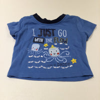'I Just Go With The Flow Like My Daddy' Octopus Blue & Navy T-Shirt - Boys 0-3 Months