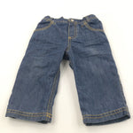 Mid Blue Lined Denim Jeans - Boys 9-12 Months