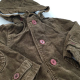 Brown Jersey Lined Cord Coat with Hood - Boys 18-24 Months