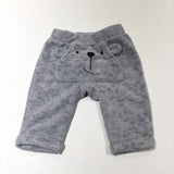 Bear Face & Ears Mottled Grey Fleece Trousers - Boys 0-3 Months