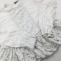White Lace Detail Long Sleeve Tunic - Girls 9 Years