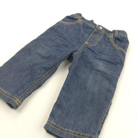 Mid Blue Lined Denim Jeans - Boys 9-12 Months