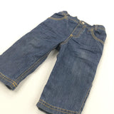 Mid Blue Lined Denim Jeans - Boys 9-12 Months