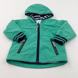 'Junior J' Green Fleece Lined Showerproof Jacket with Hood - Boys 18-24 Months