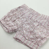 Flowers Pale Pink & White Lightweight Cotton Shorts - Girls 18 Months