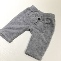 Bear Face & Ears Mottled Grey Fleece Trousers - Boys 0-3 Months
