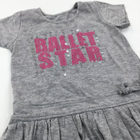 'Ballet Star' Sequins Grey Jersey Dress with Bubble Hem - Girls 12-18 Months