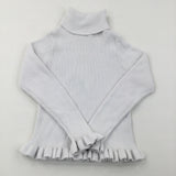 White Ribbed Roll Neck Jumper - Girls 9 Years