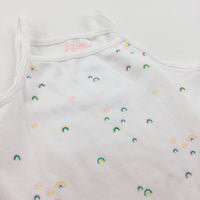 Rainbows White Sleeveless Bodysuit - Girls 12-18 Months