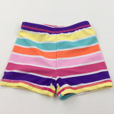 Colourful Striped Polyester Shorts - Girls 12-18 Months
