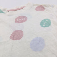 'Love, Kind' Spotty Cream T-Shirt - Girls 9-12 Months