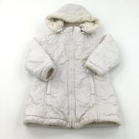 Cream Fleece Lined Coat with Hood - Girls 18-24 Months