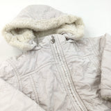 Cream Fleece Lined Coat with Hood - Girls 18-24 Months