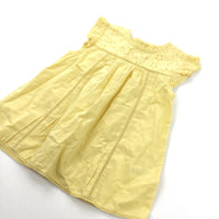 Broderie Panel Yellow Cotton Sun Dress - Girls 12-18 Months
