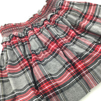 Grey, Red & Black Check Skirt - Girls 9 Years