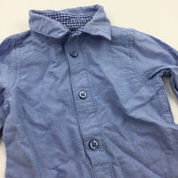Blue Shirt Style Long Sleeve Bodysuit - Boys 3-6 Months