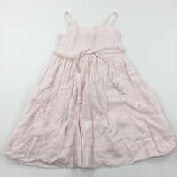 Sequins & Flowers Embroidered Pale Pink Cotton Sun Dress - Girls 3-4 Years