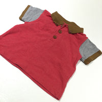 Red, Grey & Brown Polo Shirt - Boys 0-3 Months