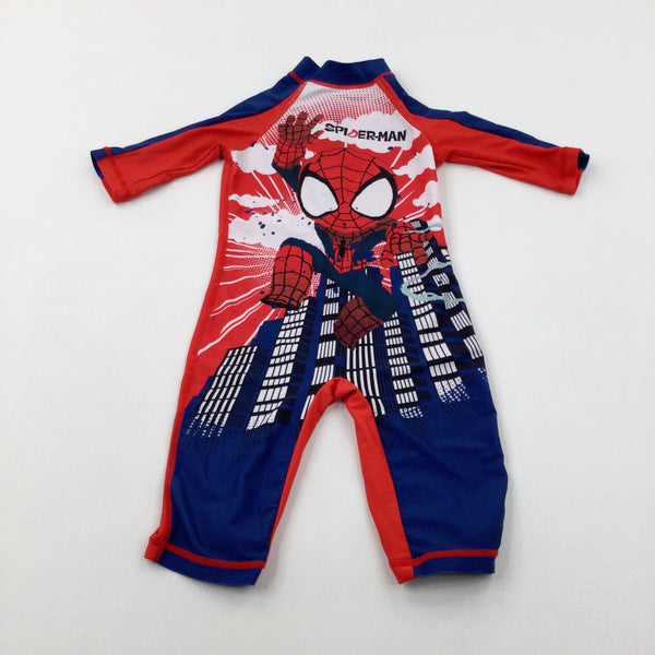 'Spider-Man' Blue & Red Beach Swimsuit - Boys 3-4 Years
