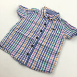 Pink, Blue, White & Yellow Checked Cotton Shirt - Boys 9-12 Months