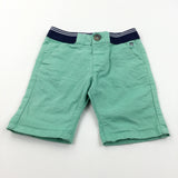 Green & Navy Smart Cotton Twill Shorts - Boys 18-24 Months