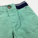 Green & Navy Smart Cotton Twill Shorts - Boys 18-24 Months