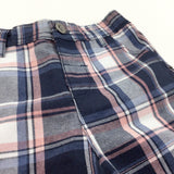 Navy, Pink & White Checked Cotton Shorts - Boys 18-24 Months