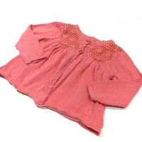 Coral Pink Lightweight Knitted Cardigan with Lacey Detail - Girls 3-6 Months
