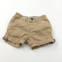 Beige Cotton Twill Shorts with Adjustable Waistband - Boys 18-24 Months