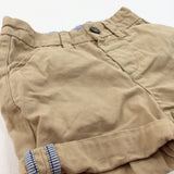 Beige Cotton Twill Shorts with Adjustable Waistband - Boys 18-24 Months