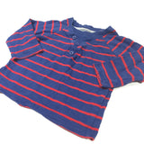 Red & Navy Striped Mock Layered Long Sleeve Top - Boys 6-9m