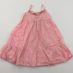 Butterflies Neon Pink & White Lightweight Cotton Sun Dress - Girls 18-24 Months