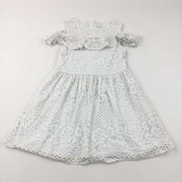 White Lace Overlay Dress - Girls 9-10 Years