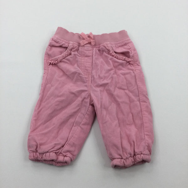 Pink Lightweight Lined Corduroy Trousers - Girls 3-6 Months