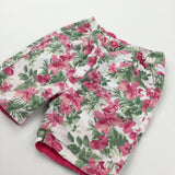 Reversible Flowers/Pink Cotton Shorts - Girls 18-24 Months