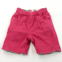 Reversible Flowers/Pink Cotton Shorts - Girls 18-24 Months