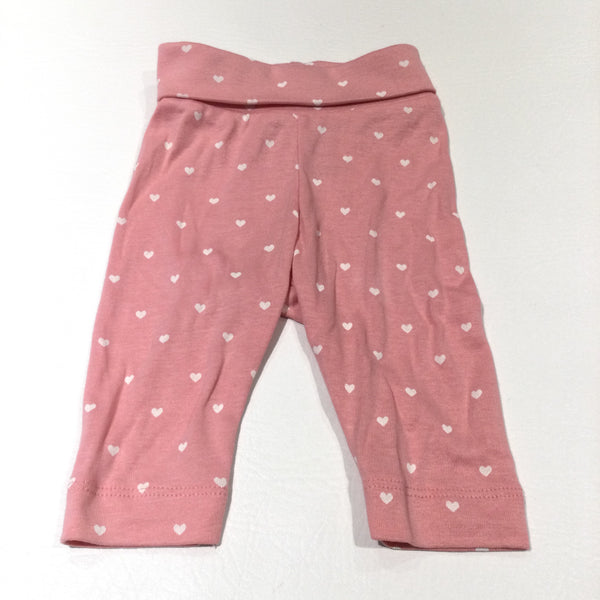Hearts White & Pink Leggings - Girls 1-2 Months