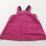 Dark Pink Corduroy Dungaree Dress - Girls 12-18 Months