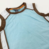 Blue & Brown Cotton Vest Top - Boys 4-5 Years
