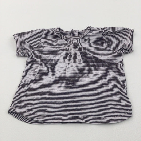 Pale Pink & Black Striped T-Shirt - Girls 12-18 Months