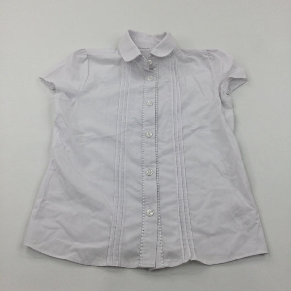 Lacey Detail White School Blouse - Girls 7-8 Years