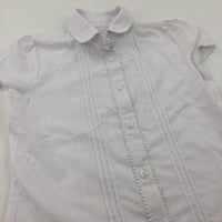 Lacey Detail White School Blouse - Girls 7-8 Years